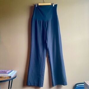 Comfy Maternity Trousers Straight Wide Leg Black Office Work Dress Pants Medium